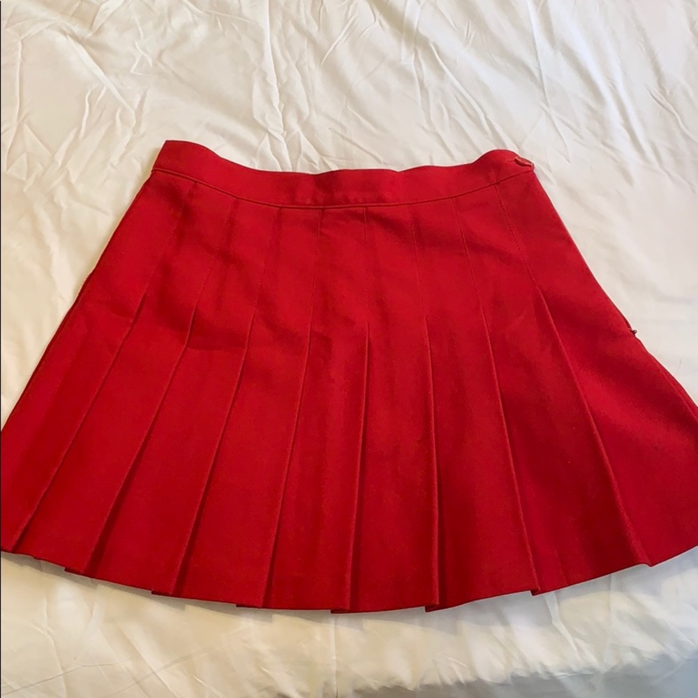Red Pleated Skirt